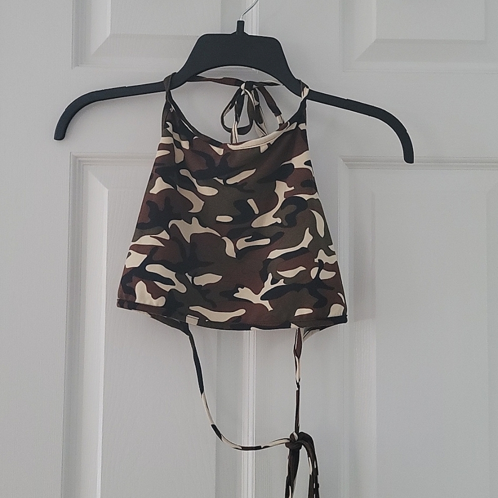 Backless Camo Wrap Top